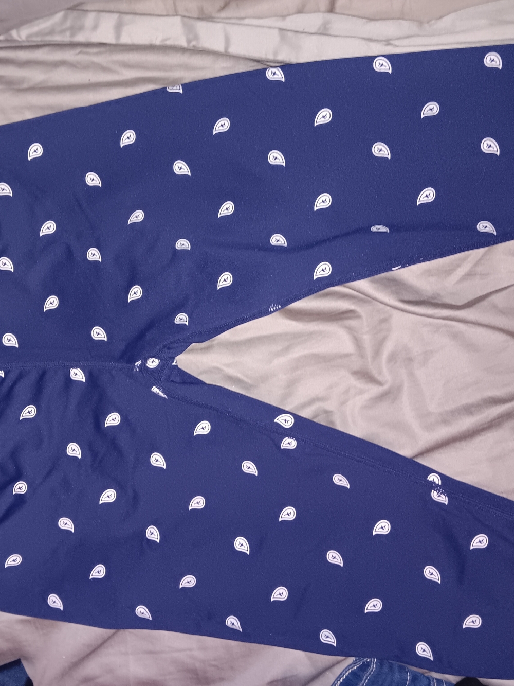 VENUS Navy Paisley Leggings with White Logo